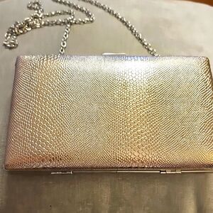 Elegant Gold Clutch Bag With Long 46" Chain. Charming Charlie